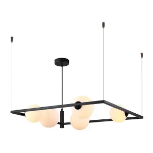 Luminosa Modern Hanging Pendant Black 5 Light  with White Shade, G9