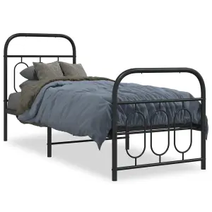 Berkfield Metal Bed Frame without Mattress with Footboard Black 75x190cm