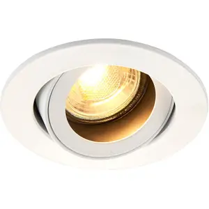 4 PACK Recessed Tiltable Ceiling Downlight - 50W GU10 Reflector - Matt White