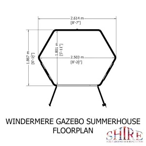 Windermere Hexagonal Summerhouse with Double Doors and 2 opening windows