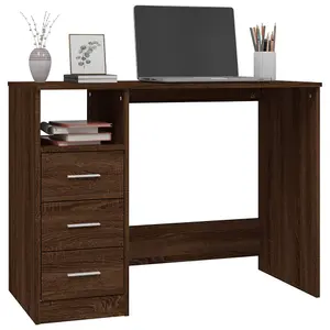 Berkfield Desk with Drawers Brown Oak 102x50x76 cm Engineered Wood