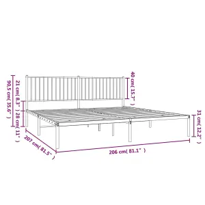 Berkfield Metal Bed Frame with Headboard White 200x200 cm