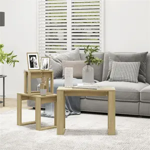 Gobao Nesting Tables 3 pcs Engineered Wood (Set of 3) White / Black