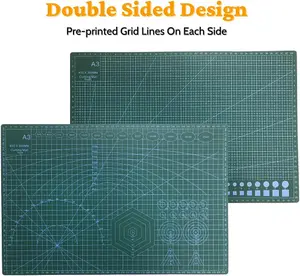 Self Healing Rectangular Green A3 Cutting Mat - Anti-Slip Blade-Resistant Core with Metric Grid Lines Universal Mat