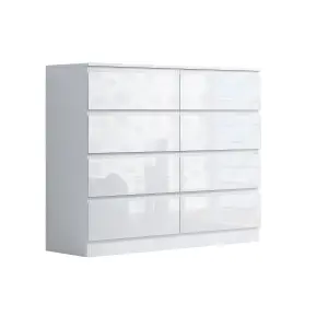 8 Drawer White Gloss Chest Of Drawers Large Deep Storage