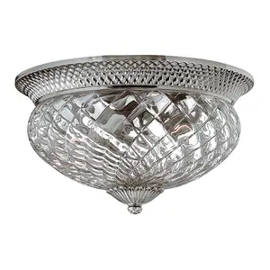 Elstead Plantation 3 Light Large Semi Flush Ceiling Light Polished Antique Nickel, E27