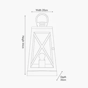 White Wash and Chrome Lantern Table Lamp