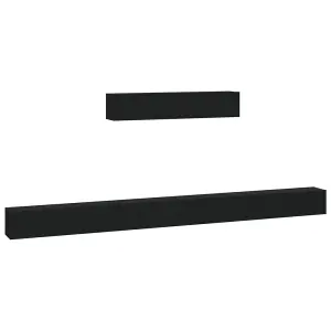 Berkfield 4 Piece TV Cabinet Set Black Engineered Wood