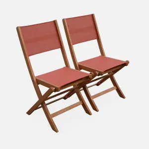 sweeek. Pair of foldable wooden garden chairs Almeria Terracotta 50x58.7x89 cm