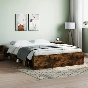 Berkfield Bed Frame Smoked Oak 140x190 cm