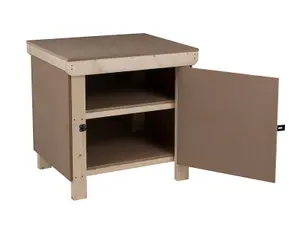 Wooden MDF Top Workbench With Lockable Cupboard (V.9) (H-90cm, D-70cm, L-90cm) with double shelf