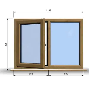 1195mm (W) x 895mm (H) Wooden Stormproof Window - 1/2 Left Opening Window - Toughened Safety Glass