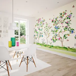 Origin Murals Oriental Flower Tree Ivory Matt Smooth Paste the Wall Mural 300cm wide x 240cm high