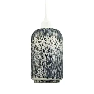 Pendant Light Shade in Dove Grey and Dusty Blue with Snowflake Marble Design