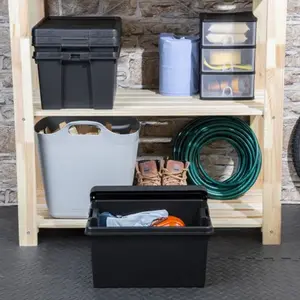 2x Black recycled plastic 16L Storage Box