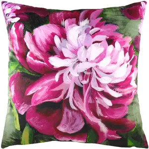 Evans Lichfield Winter Flowers Peony Velvet Feather Filled Cushion