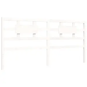 Berkfield Bed Frame with Headboard White Super King Size Solid Wood