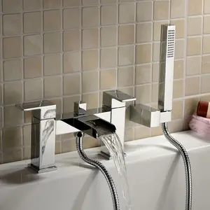 Nes Home Ozone Bathroom Waterfall Cloakroom Tap, Bath Shower Mixer Tap & Waste Chrome