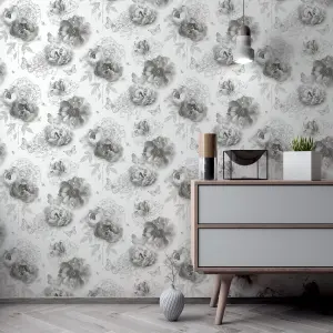 Arthouse Flower Garden Mono Wallpaper