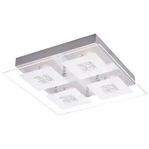 Designer Brushed Chrome LED Bathroom Light with Glass Insets