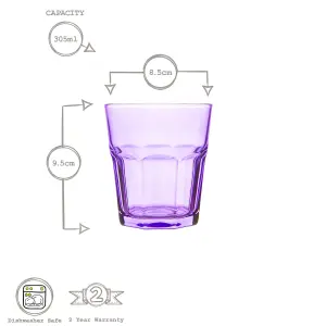 Rink Drink - Coloured Water Glasses - 305ml - 6 Colours - Pack of 12