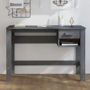 Berkfield Desk Dark Grey 110x40x75 cm Solid Wood Pine