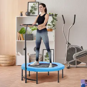 HOMCOM 40'' Mini Trampoline Adult Rebounder Jumper w/ Handle Fitness Blue