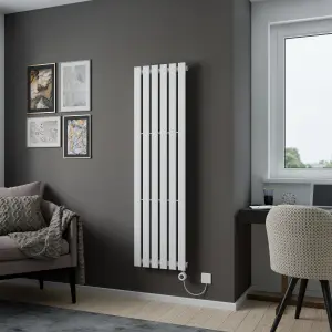 Agadon Lola Electric Designer Panel Radiator 1600 x 448 mm White - 900 W Smart Heating Element