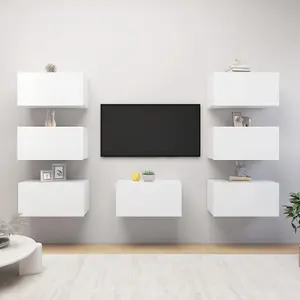 Berkfield TV Cabinets 7 pcs White 30.5x30x60 cm Engineered Wood