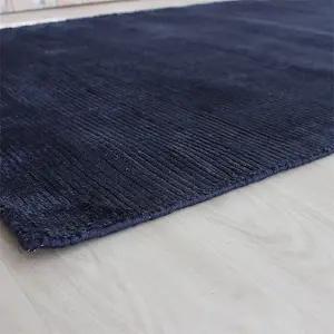 Plain Navy Modern Handmade Rug For Dining Room Bedroom & Living Room-200cm X 300cm