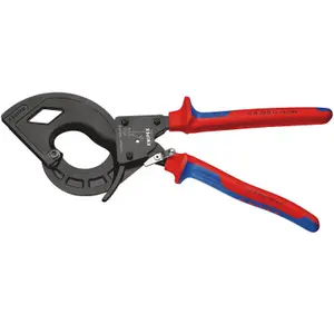 KNIPEX 95 32 320 Cable Cutter (ratchet principle, 3-stage) with multi-component grips black atramentized, 320mm 25882