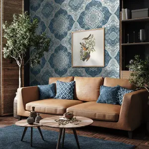 Galerie Mulberry Tree Blue White Floral Pattern Wallpaper Roll