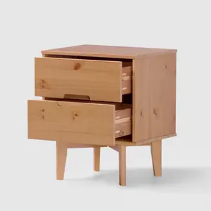 Ulti 2 Drawer Bedside Table Natural Pine