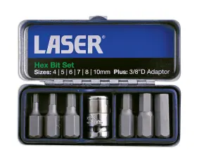 Laser Tools 0593 7pc Hex Bit Set with 3/8" Drive Bit Adaptor