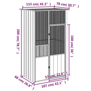 vidaXL Bird Cage Anthracite 115x78x200 cm Galvanised Steel