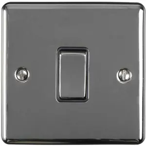 2 PACK 1 Gang Single INTERMEDIATE Light Switch BLACK NICKEL & Black 10A Rocker