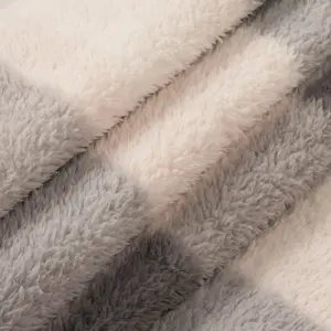 Gingham Teddy Fleece Throw Over Bed Blanket Check Warm, Grey - 150 x 200cm