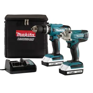 Makita 18V Li-ion Cordless Combi drill & impact driver (2 x 2Ah) - DK18922AX2