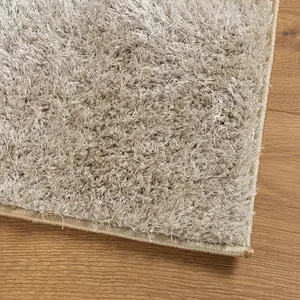 Rug ISTAN High Pile Shiny Look Beige 100x200 cm