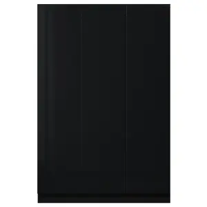 Stora 3 Door Triple Wardrobe Large High Gloss Black