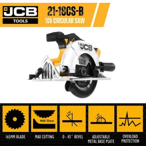 JCB 18CS-B 18V 165mm Cordless Circular Saw Lithium Ion - Bare Tool