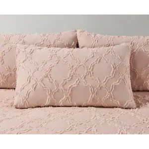 Demarien Luxury Allover Tuft Shabby Elegance Filled Cushion Pink