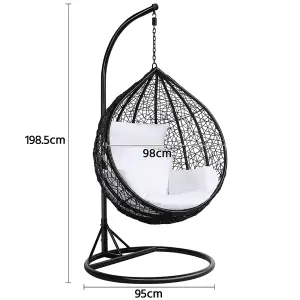 Yaheetech Black Hanging Swing Chair with Cushion Garden Patio Rattan Hammock Chair