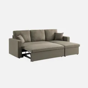 sweeek. 3-seater reversible corner sofa bed with storage Ida Taupe Grey 219x84x68 cm