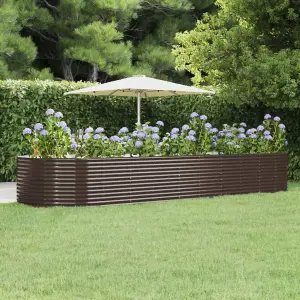 Berkfield Garden Planter Brown 447x140x68 cm Powder-coated Steel