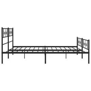 Berkfield Metal Bed Frame with Headboard and Footboard Black Super King Size