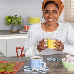 Nadiya Hussain Set of 4 Embossed Mug Blue