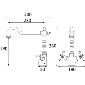 Bristan Colonial Bronze effect Kitchen Mixer Tap