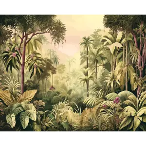 Origin Murals Jungle Trees - Olive Green Matt Smooth Paste the Wall Mural 300cm wide x 240cm high