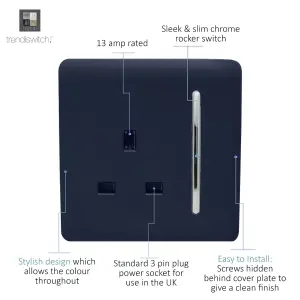 Trendiswitch Navy 1 Gang 13 Amp Switched Socket